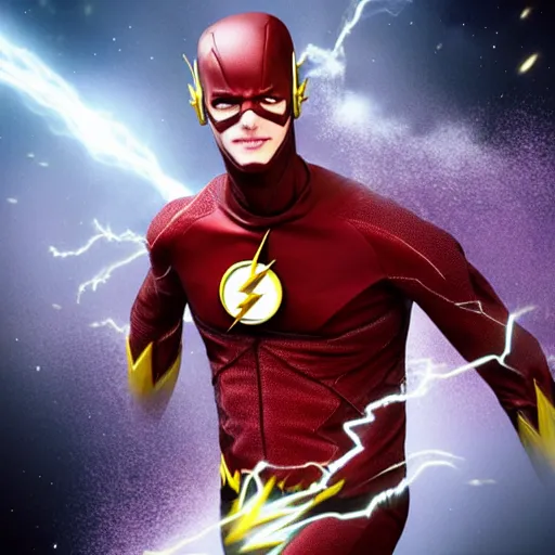 Image similar to the flash traveling faster than light, cgi concept art, lightning effects, speed effect, particles