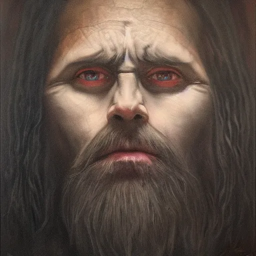 Prompt: portrait of the god king of lies, dark and gloomy, oil painting, evil, high detail, 8 k,