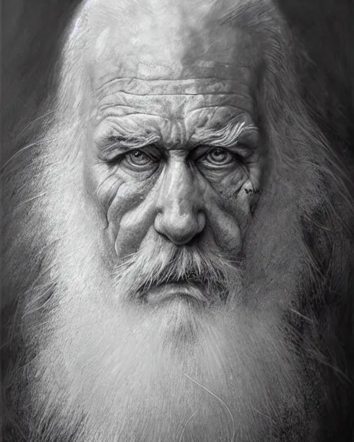 Image similar to pencil drawing of beautiful russian ded moroz, hyper realistic face, in the style of greg rutkowski, fantasy, amazing detail, epic, elegant, smooth, sharp focus, from the front