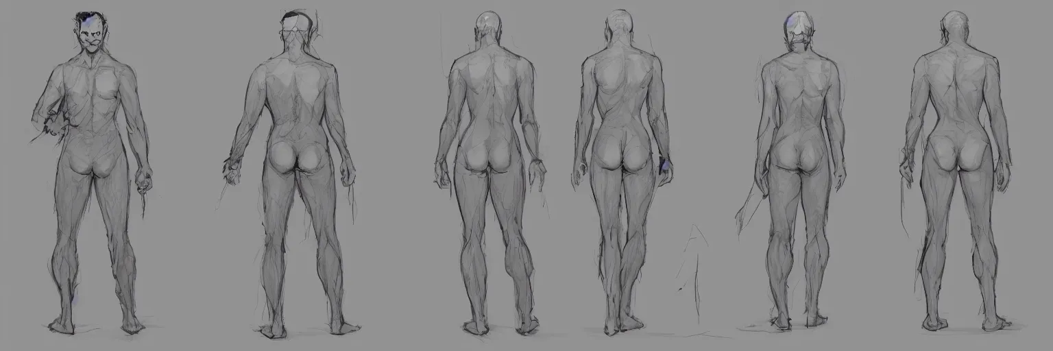 Image similar to male character study of uma thurman, 2 0 2 2, clear faces, emotional, character sheet, fine details, concept design, contrast, kim jung gi, pixar and da vinci, trending on artstation, 8 k, full body and head, turnaround, front view, back view, ultra wide angle
