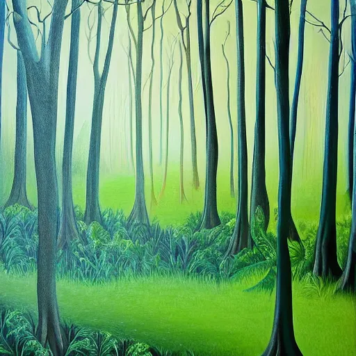 Image similar to surreal painting from a forest