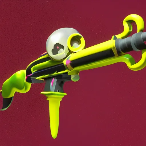 Prompt: a 3 d render of a splattershot, splatoon