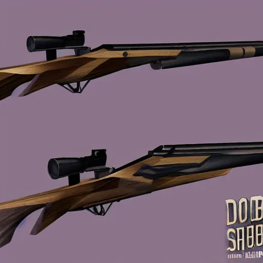 Image similar to double barrel shotgun, pale colors, low poly artstation