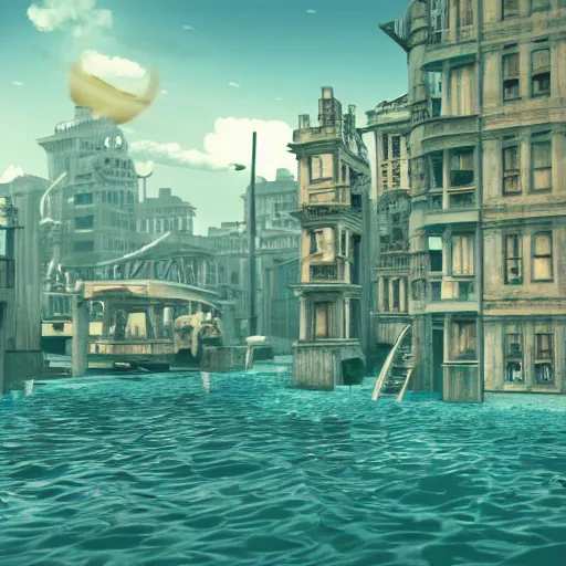 Prompt: underwater city 1 9 5 0 s realistic retro