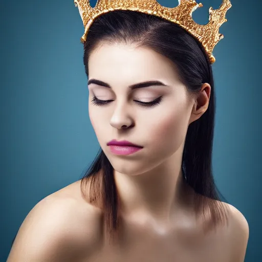 Image similar to woman with a crown of artistic brushes in her hair