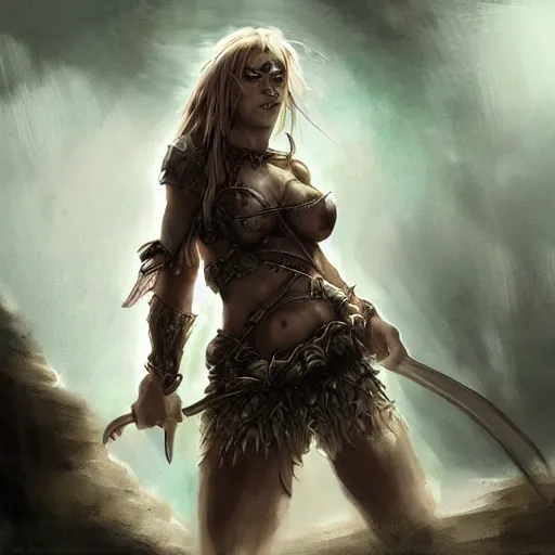 Prompt: a girl captured by orcs, epic fantasy art style