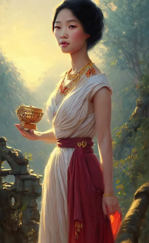 Prompt: a beautiful young charming asian goddess with sundress and jewelry | | winter, realistic shaded, unpleasant face, good looking, fine details, dior, lv, realistic shaded lighting poster by greg rutkowski, macoto takahashi, magali villeneuve, artgerm, jeremy lipkin and michael garmash