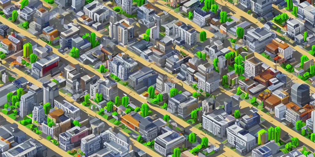 Image similar to voxel art of Stockholm, isometric view