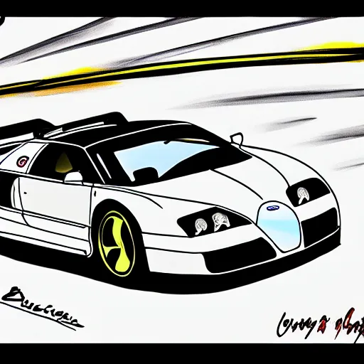 Prompt: Bugatti EB110, cartoonish, cartoon,