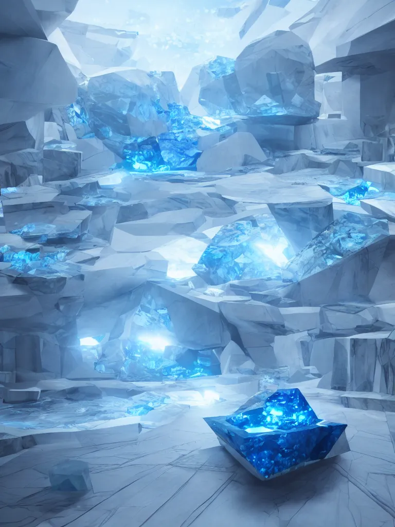 Image similar to sapphire crystal, beeple, octane render, unreal engine