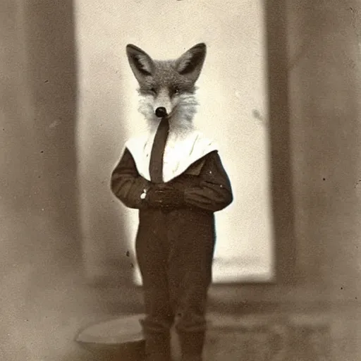 Prompt: candlemaker fox, 1900s photograph