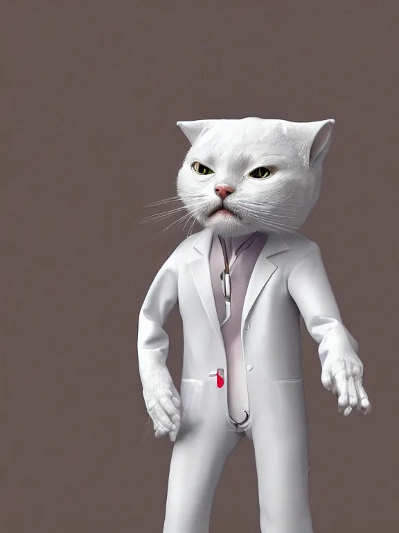 Prompt: a humanoid cat wearing a scientist white coat, digital art, digital painting, masterpiece, anatomically correct, five fingers, cinematic, high coherence, realistic, high quality, highly detailed, 8 k, dramatic lighting, path traced, centered, high definition