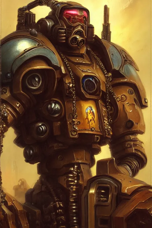 Image similar to character portrait cyberpunk starcraft terran warhammer 4 0 k space marine tech priest steve buscemi, character design, painting by gaston bussiere, katsuya terada, frank frazetta, tom of finland, trending on artstation