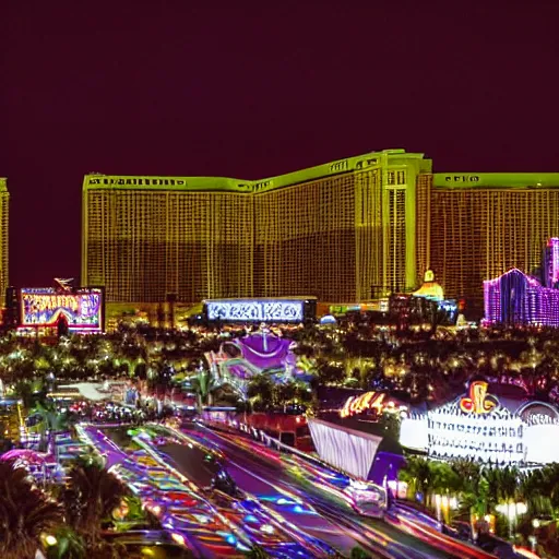 Image similar to a photo of aliens inhabiting the city of Las Vegas, Las Vegas strip, shallow depth of focus