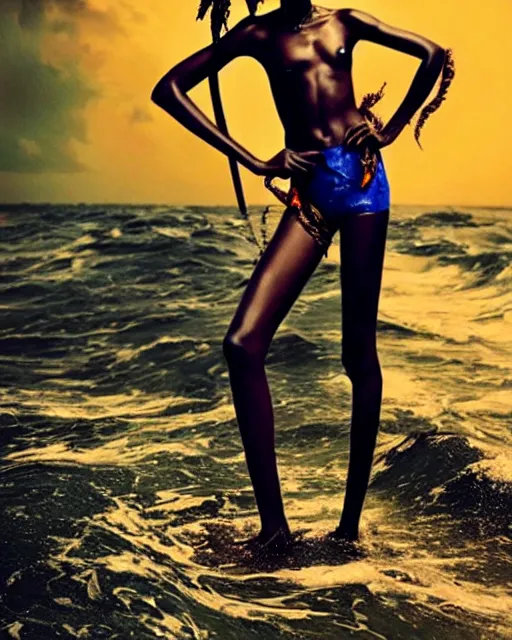African super model in a bikini and high and tight