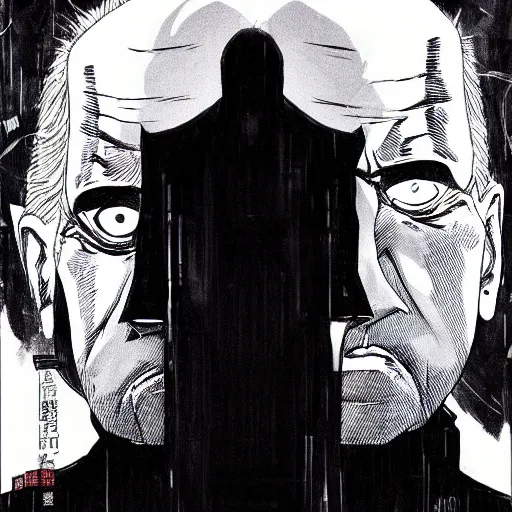 Image similar to Joe Biden looking sinister, by Tsutomu Nihei, highly detailed