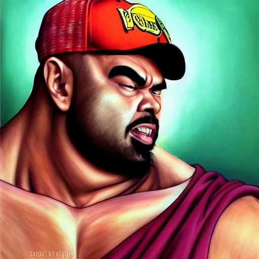 Image similar to ultra realistic portrait painting of big pun, art by akira toriyama, 4 k, dragon ball artstyle, cel shaded, highly detailed, epic lighting