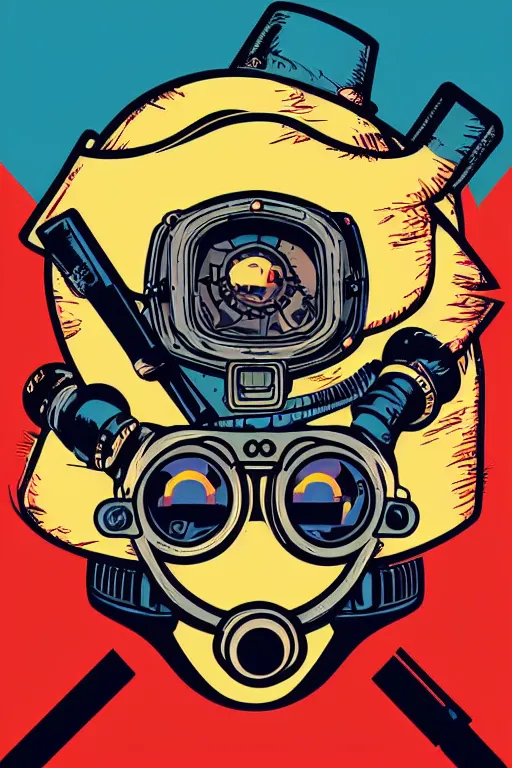 Image similar to fallout 7 6 retro futurist illustration art by butcher billy, sticker, colorful, illustration, highly detailed, simple, smooth and clean vector curves, no jagged lines, vector art, smooth andy warhol style