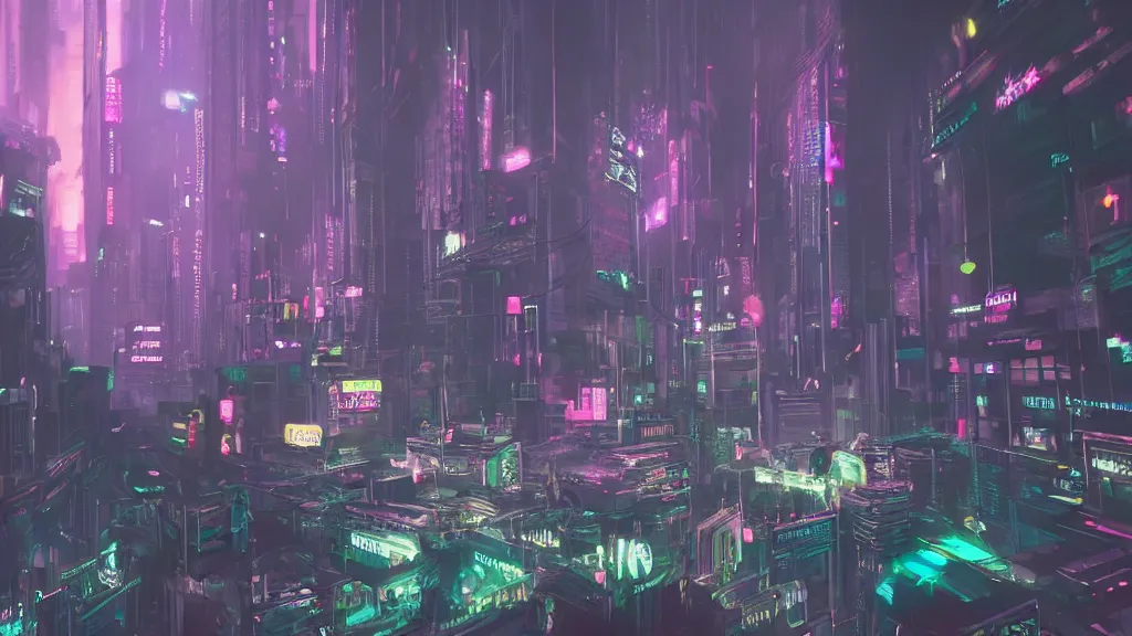 Prompt: glitchcore cyberpunk city, surreal dream-like atmosphere, volumetric lighting, neon ghosts and spirits, highly detailed, digital painting, artstation, concept art, matte, 8k ultraHD octane render