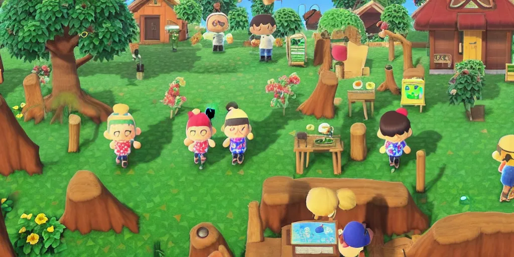Prompt: an Animal Crossing village discovered in a Japanese forest, nature documentary, realistic photo, hyperrealistic