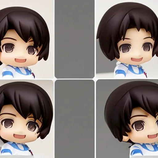 Prompt: nendoroid of a white male who is fat, has dark brown wavy hair, dark brown eyes, a round face and small lips