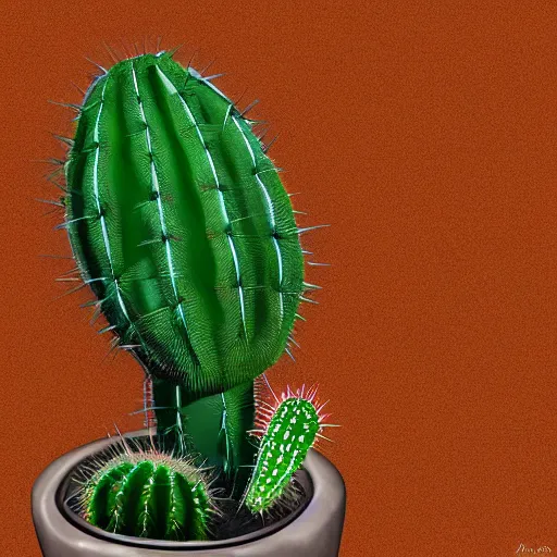 Image similar to cactus grown on man's face instead of beards, digital art, award winning