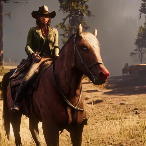 Prompt: raph fiennes stars as sadie adler in the playstation 4 video game red dead redemption 2, high quality screenshot