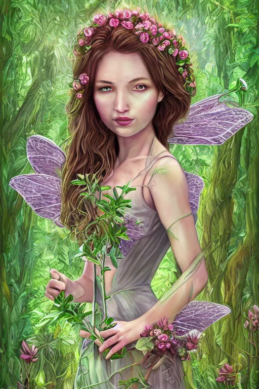 Image similar to book cover | plant fairy | digital painting | highly detailed | ultra realistic | dark fantasy