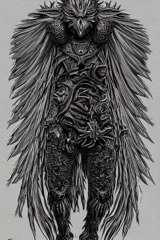 Image similar to raven monster, symmetrical, highly detailed, digital art, sharp focus, trending on art station, kentaro miura manga art style