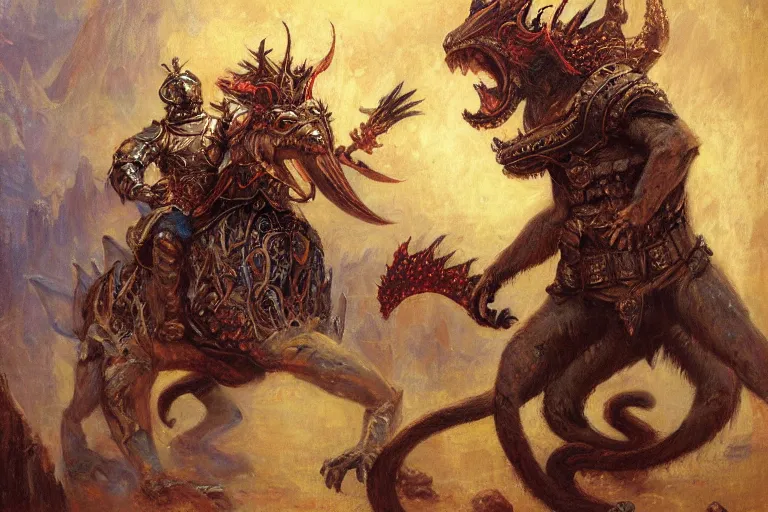 Image similar to portrait full body monkey king medieval armor fighting dragon by gaston bussiere