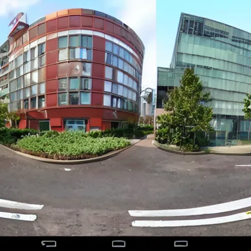 Prompt: A Google streetview screenshot of the ugliest building ever, photo, award winning photography