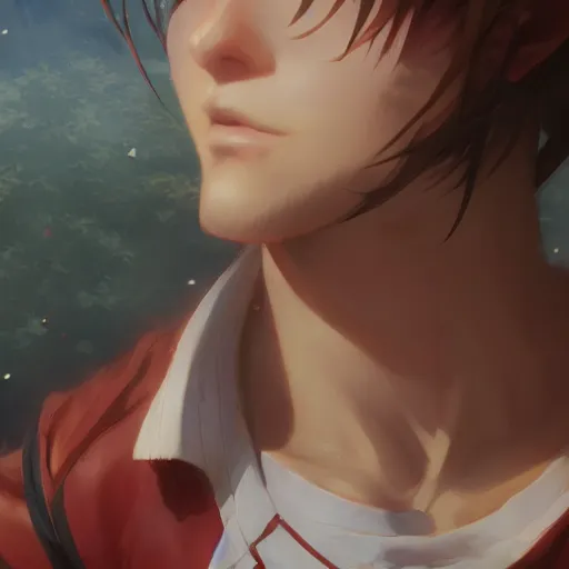 Prompt: a portrait of an anime character of a beautiful boy in dk, by wlop, greg rutkowski, thomas kinkade, super detailed, 3 d, 4 k wallpaper