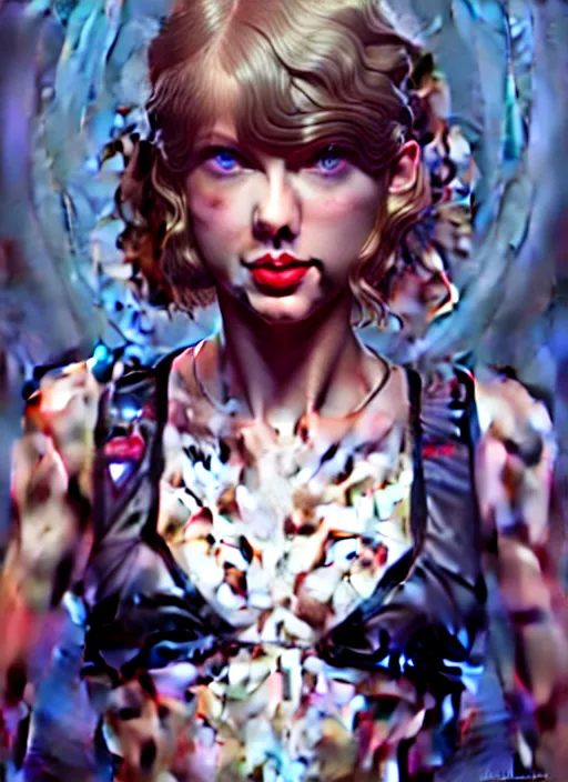 Image similar to taylor swift, evangelion, au naturel, hyper detailed, digital art, trending in artstation, cinematic lighting, studio quality, smooth render, frostbite 3 engine rendered, art style by klimt and nixeu and ian sprigger and wlop and krenz cushart