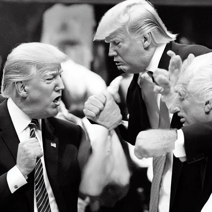 Prompt: joe biden and donald trump in a boxing match, detailed sharp photo