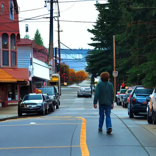 Image similar to bigfoot walking down the street in downtown Bremerton Washington