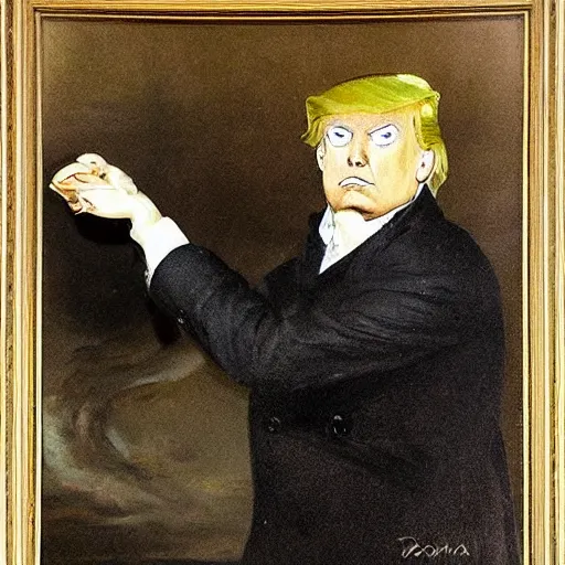 Image similar to Goya's Saturn but it's Donald Trump