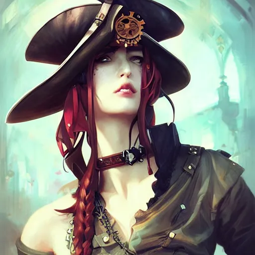 Image similar to portrait of a steampunk pirate, by guweiz and wlop and artgerm