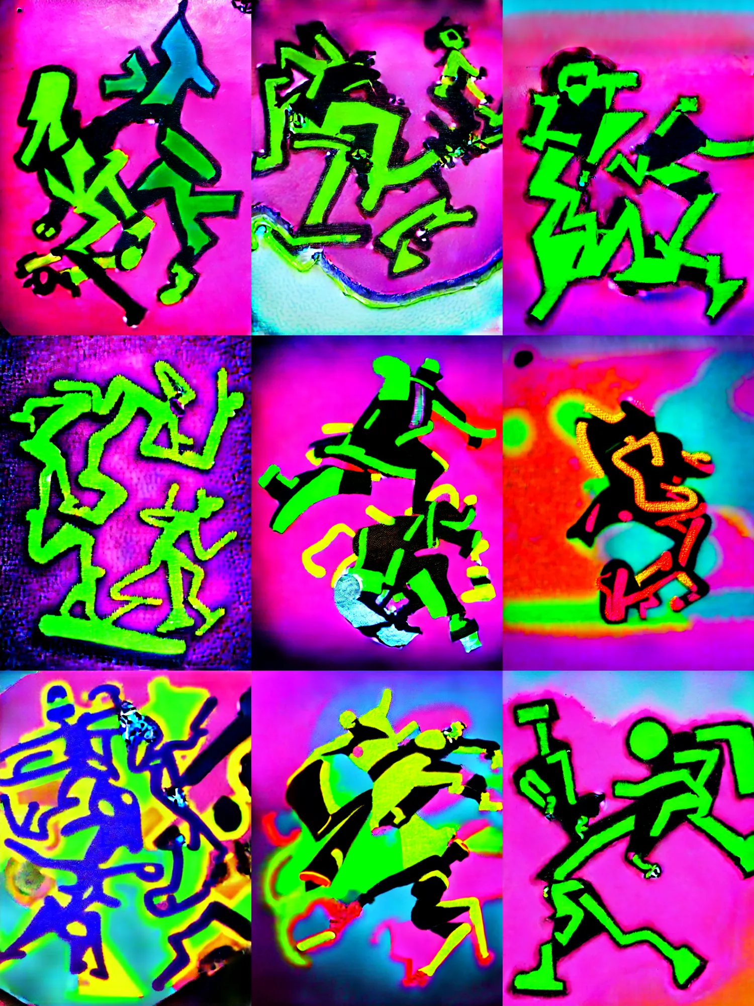 Prompt: felt marker illustration of a character riding rollerskating, street wear clothing, large rollerblades, vinyl material, neon fluo details, seen from below, dynamic posing, 4 k, by jet set radio,