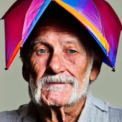 Image similar to portrait photo of an old man holding an umbrella