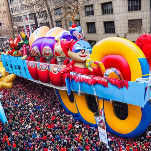 Image similar to photo of giant loss frank parade float in the macys thanksgiving parade, detailed 4 k photo