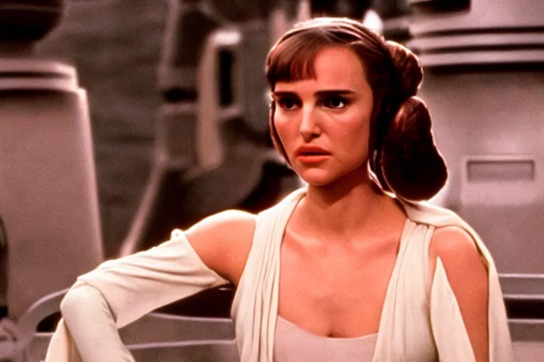 Image similar to natalie portman as princess leia in a new hope still from the movie