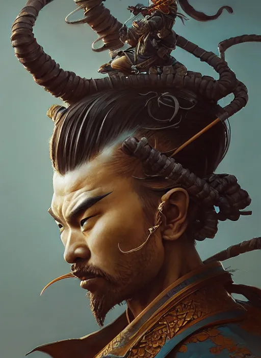 Prompt: samurai with a bonsai growing out of his head, intricate, rim light, octane render, by jesper ejsing, james jean, justin gerard, tomasz alen kopera, cgsociety and fenghua zhong, highly detailed, art, cinematic lighting, very coherent, hyper realism, high detail, 8 k