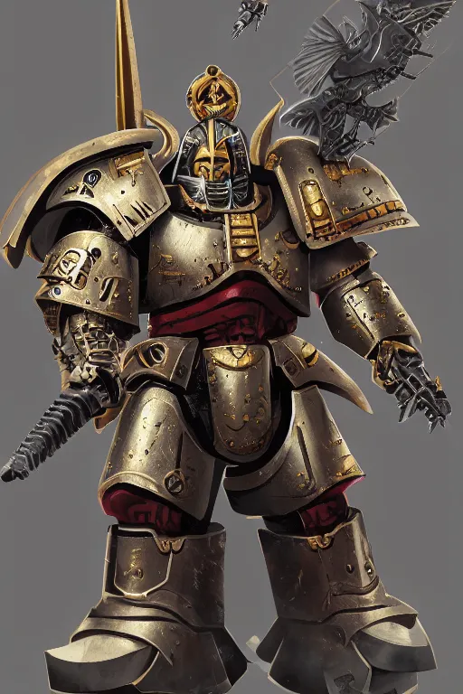 Image similar to armor portrait heros warhammer 4 0 k horus heresy fanart - the primarchs emperor by johannes helgeson animated with vfx concept artist & illustrator global illumination ray tracing hdr fanart arstation zbrush central hardmesh 8 k octane renderer comics stylized