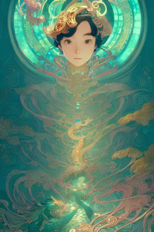 Image similar to a beautiful hyperdetailed character design 4 k wallpaper illustration of cyan dragon victo ngai, from china, style of studio ghibli, makoto shinkai, raphael lacoste, louis comfort tiffany, denoise, deblurring, artgerm, xision, james jean, ross tran, chinese style