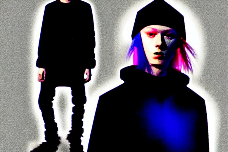 Prompt: bladee wearing aura inspired by a wizard mage
