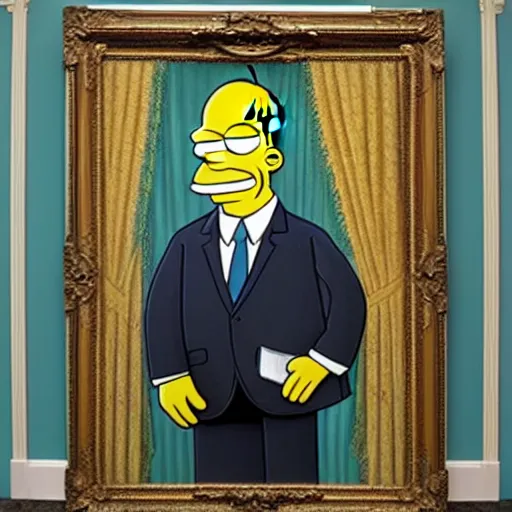 Prompt: President Homer Simpson, official White House Portrait.