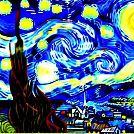 Prompt: a new version of starry night by Van Gogh