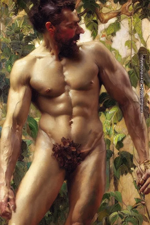 Image similar to muscular male painter, greenhouse studio painting by gaston bussiere, craig mullins, j. c. leyendecker, tom of finland