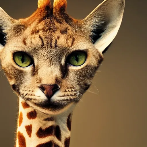 Image similar to cat giraffe hybrid, bold natural colors, national geographic photography, masterpiece, full shot, award winning