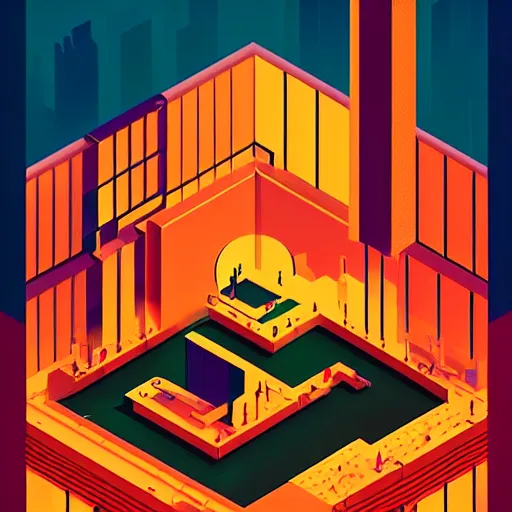 Image similar to isometric cybercity, golden hour by petros afshar and christopher balaskas and marius borgeaud and kiliain eng, 3 0 mm, well proportioned, highly detailed, rule of thirds